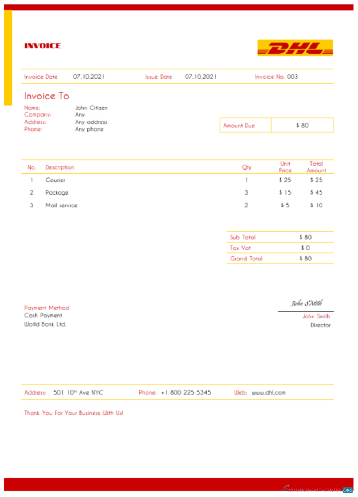 Download USA DHL invoice Photoshop template